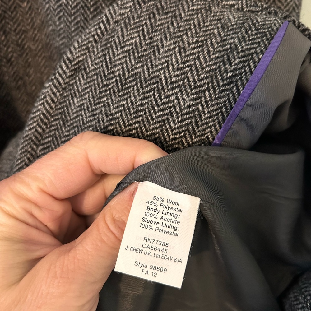 J. Crew Wool Herringbone Tweed Blazer Classic Tailored Fit - Picture 5 of 5